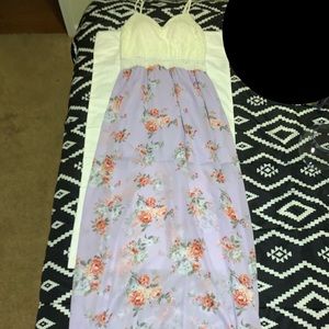 Lace and Floral Lilac Maxi Dress - NWOT